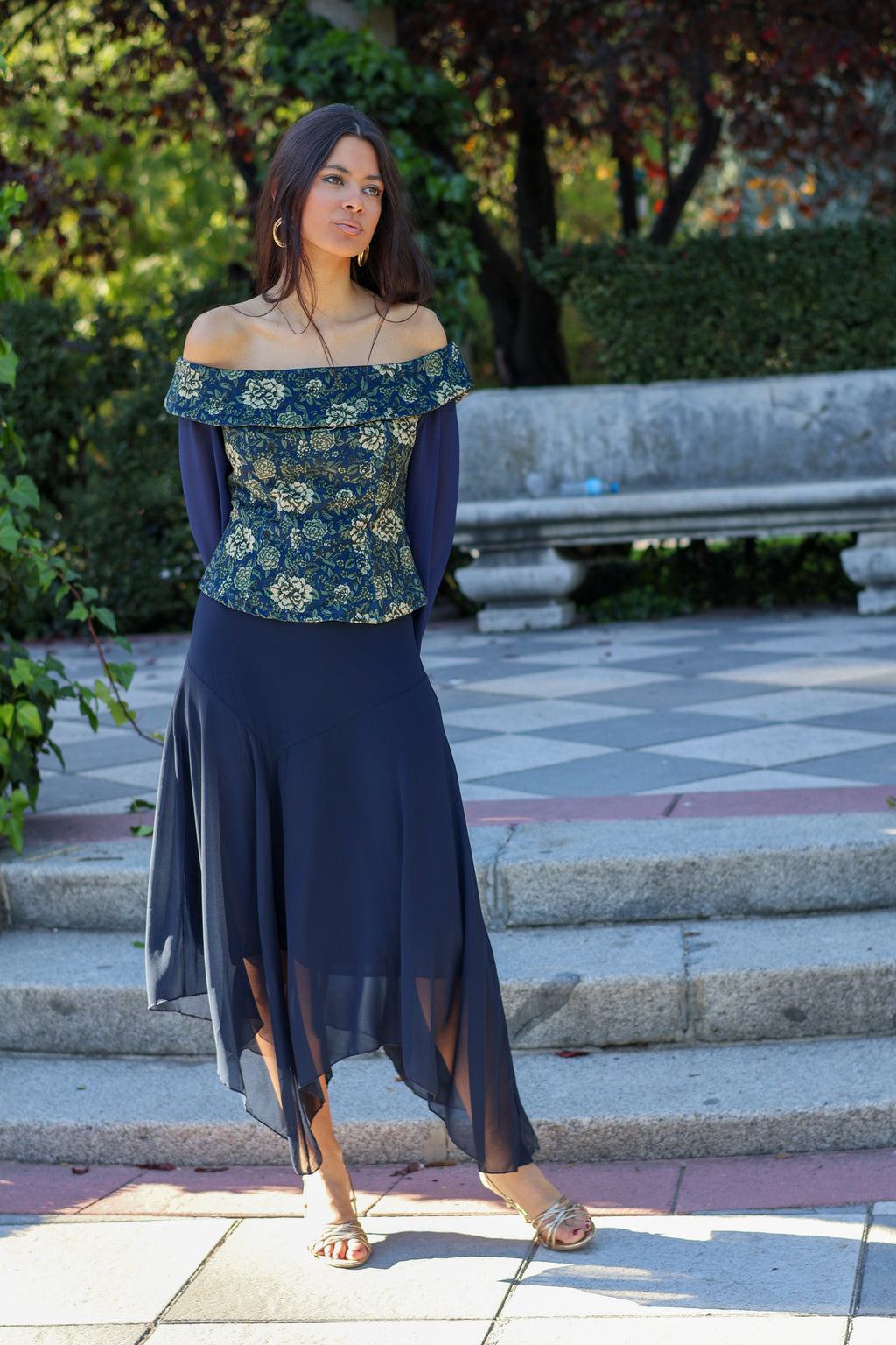 Falda midi marino| Lina