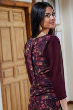 Vestido estampado burdeos| Alma