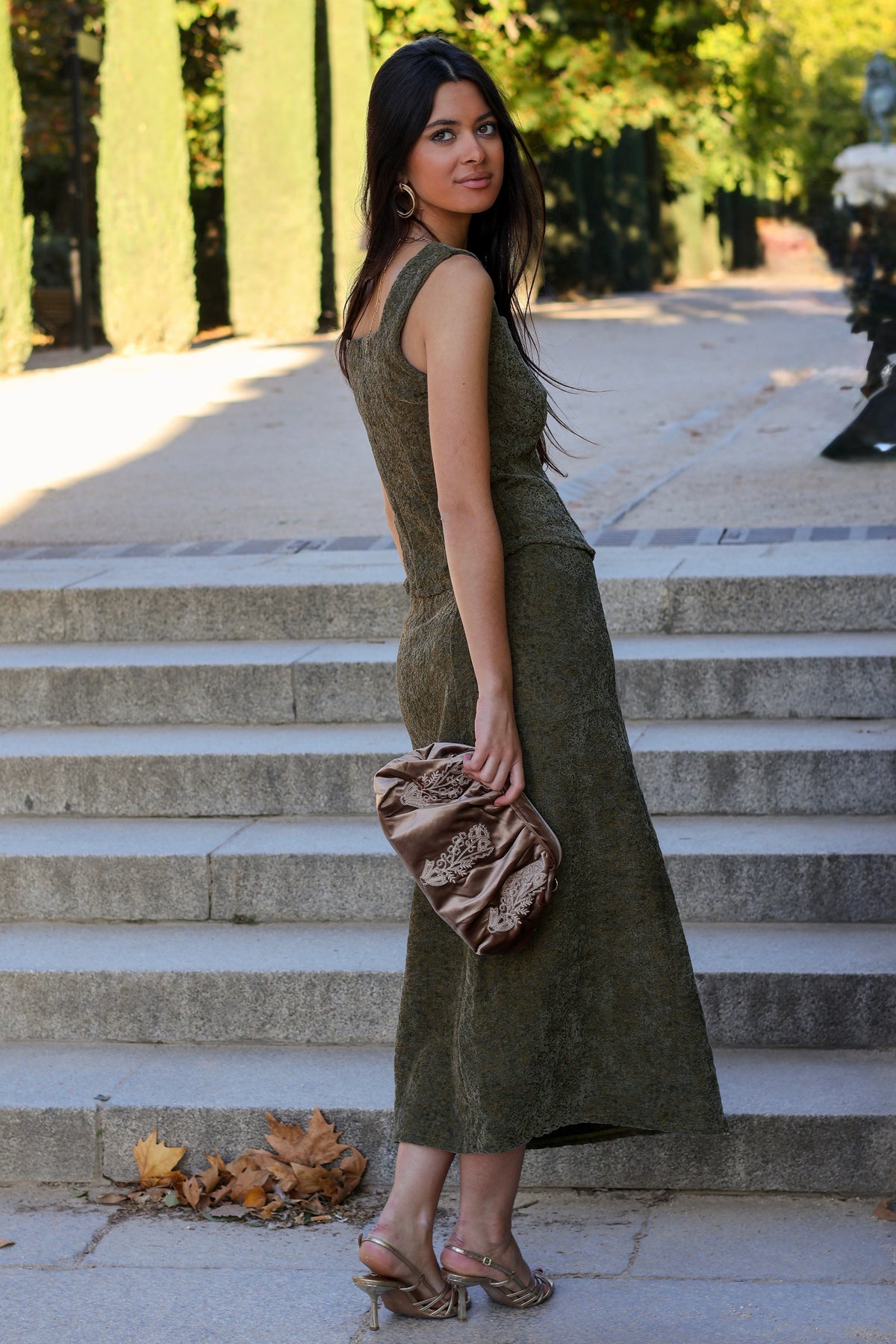 Falda midi verde| Leonora