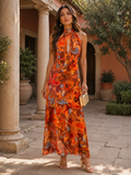 Vestido estampado naranja| Shana