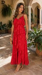 Vestido midi rojo| Sonia