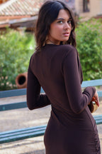 Vestido marrón manga| Ellie