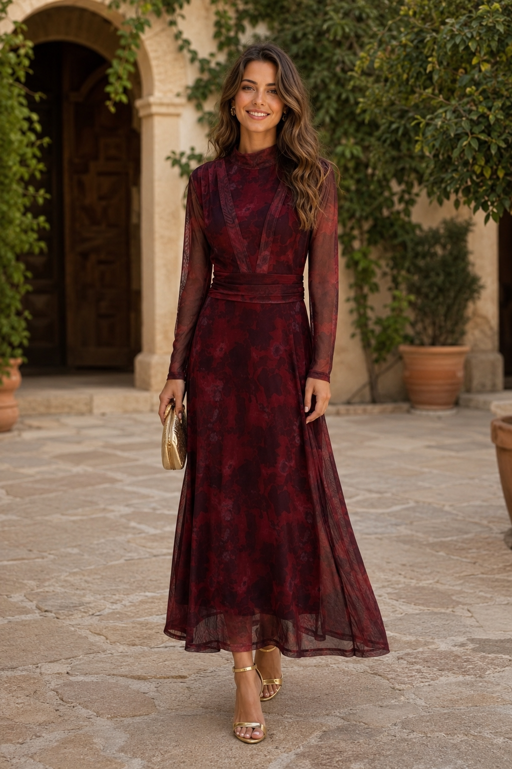 Vestido estampado vino| Shana