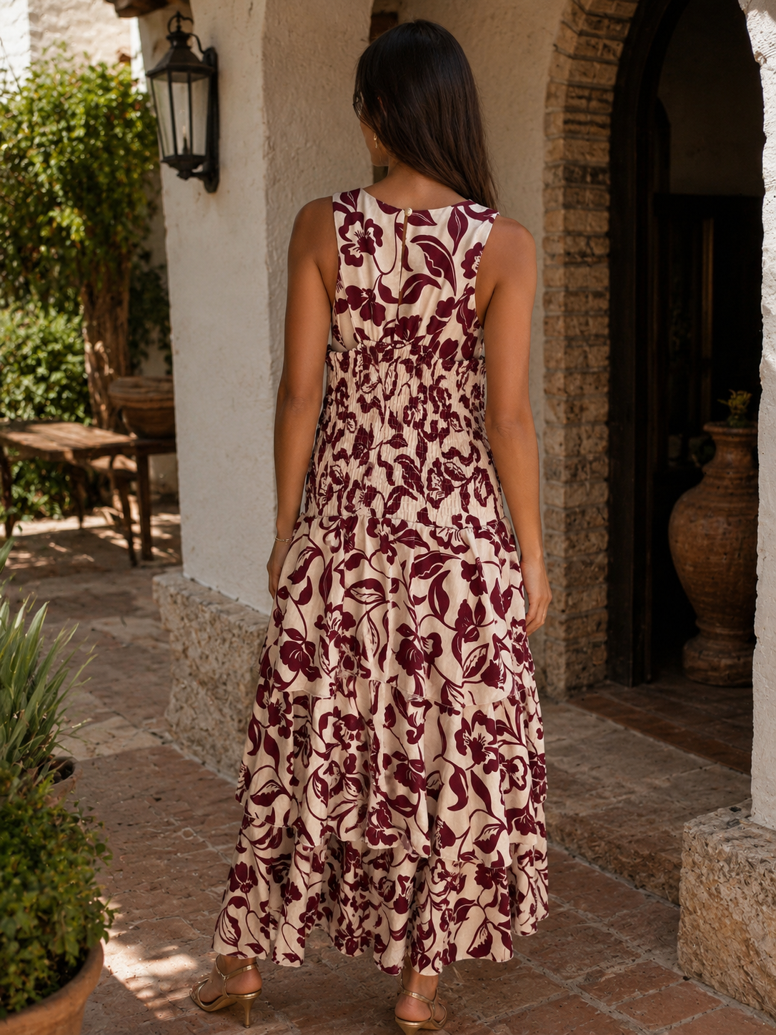 Vestido estampado crema| Caribe