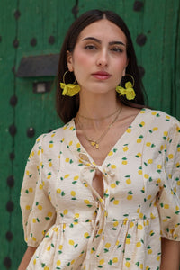 Conjunto estampado crema | Limones - Moitte invitada