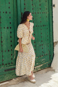 Conjunto estampado crema | Limones - Moitte invitada