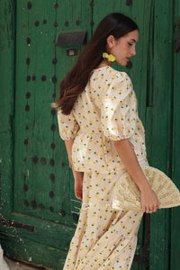 Conjunto estampado crema | Limones - Moitte invitada