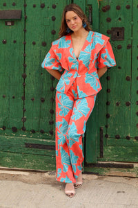 Conjunto estampado naranja| Esme - Moitte invitada