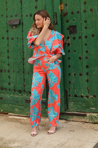 Conjunto estampado naranja| Esme - Moitte invitada