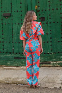 Conjunto estampado naranja| Esme - Moitte invitada
