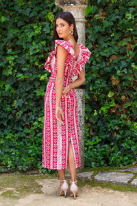 Conjunto estampado rosado| Benarés - Moitte invitada