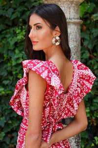 Conjunto estampado rosado| Benarés - Moitte invitada