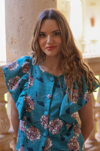 Conjunto estampado turquesa| Lupiana - Moitte invitada