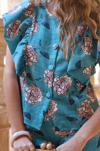 Conjunto estampado turquesa| Lupiana - Moitte invitada