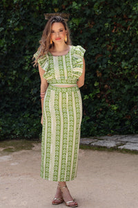 Conjunto estampado verde| Benarés - Moitte invitada