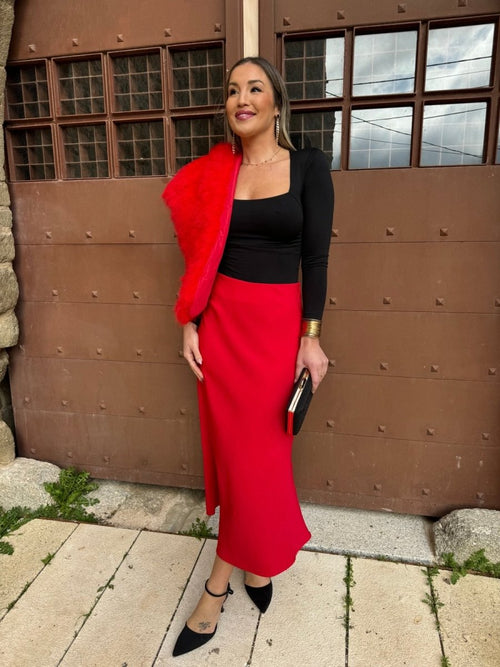 Falda Roja Midi| Yanai - MOITTE