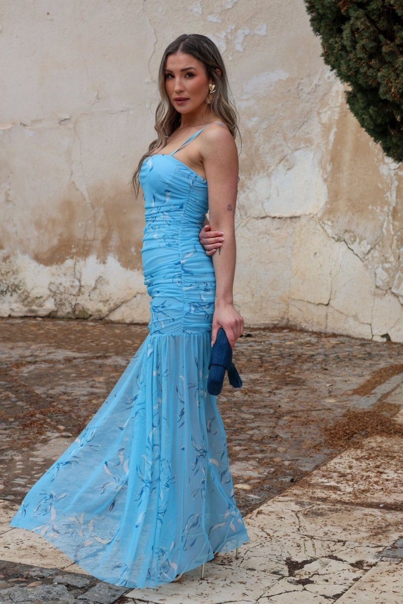 Vestido estampado azul| Cassia - MOITTE