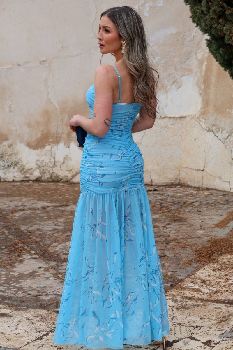 Vestido estampado azul| Cassia - MOITTE