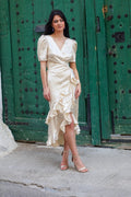Vestido estampado beige| Cream - MOITTE