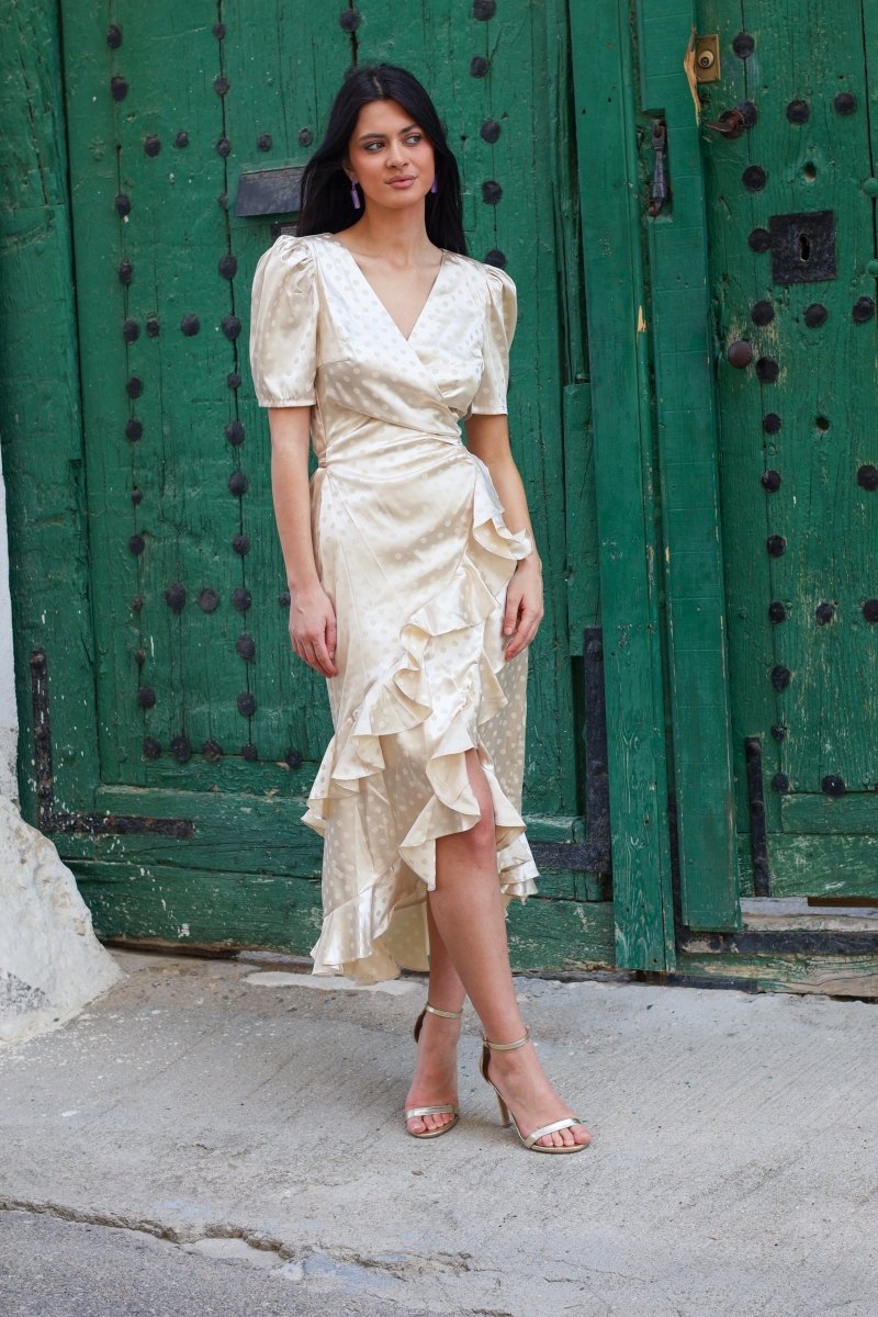 Vestido estampado beige| Cream - MOITTE