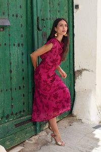 Vestido estampado buganvilla| Bonaire - Moitte invitada