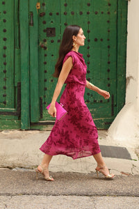 Vestido estampado buganvilla| Bonaire - Moitte invitada