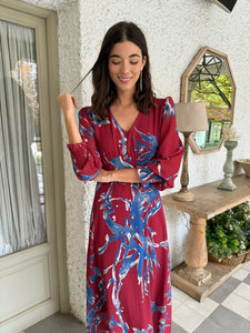 Vestido Estampado Burgandy| Adrienne - Moitte invitada