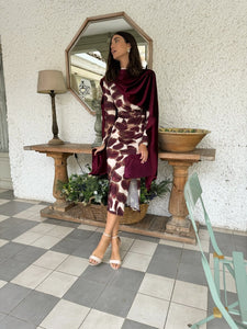 Vestido Estampado Burgundy | Alizeé - Moitte invitada