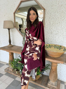 Vestido Estampado Burgundy | Alizeé - Moitte invitada