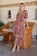 Vestido estampado camel| Jardín - MOITTE