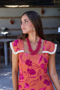 Vestido estampado coral| Manila - Moitte invitada