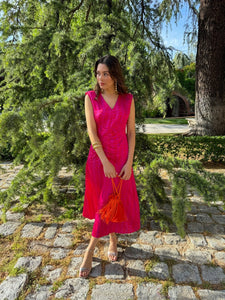 Vestido estampado fucsia| Delia - Moitte invitada