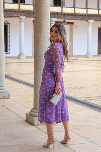 Vestido Estampado lila| Erika - Moitte invitada