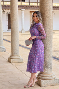 Vestido Estampado lila| Erika - Moitte invitada