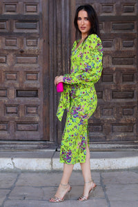 Vestido estampado lima| Inés - Moitte invitada