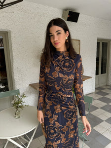 Vestido Estampado Marino| Florence - Moitte invitada