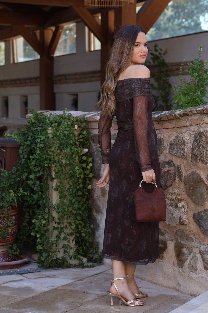Vestido estampado marrón | Zafira - MOITTE