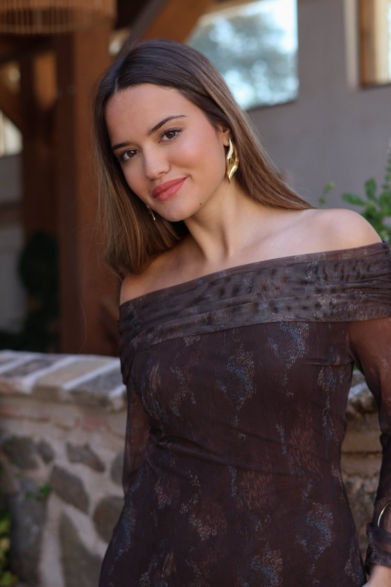 Vestido estampado marrón | Zafira - MOITTE