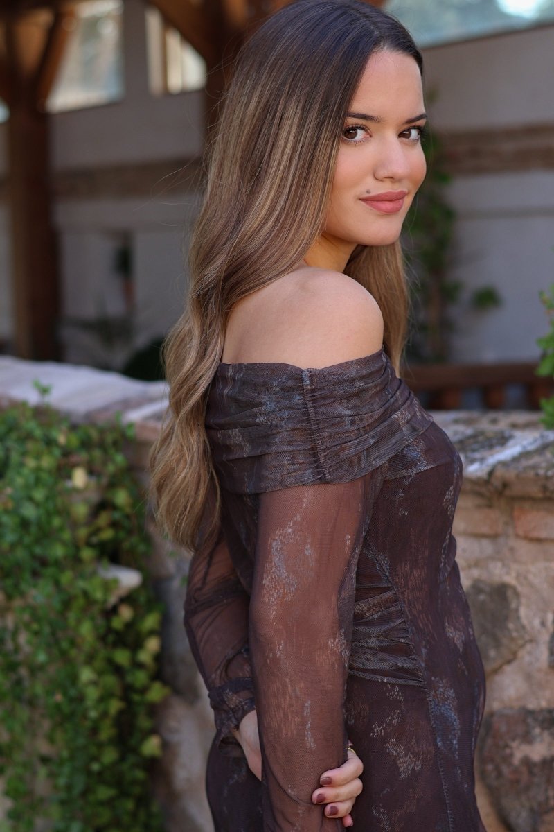 Vestido estampado marrón | Zafira - MOITTE