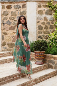 Vestido estampado menta| Yovel - Moitte invitada