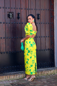 Vestido estampado midi | Maldivas - Moitte invitada