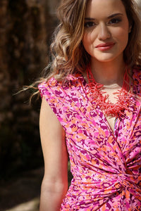 Vestido estampado midi| Samoa - Moitte invitada