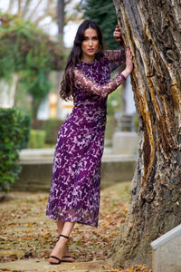 Vestido Estampado morado| Alejandria - Moitte invitada