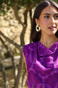 Vestido estampado morado| Bonaire - Moitte invitada