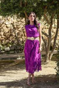 Vestido estampado morado| Bonaire - Moitte invitada
