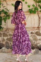 Vestido estampado morado| Jardín - MOITTE