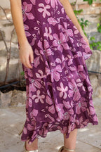 Vestido estampado morado| Jardín - MOITTE