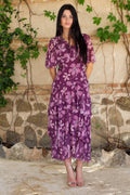 Vestido estampado morado| Jardín - MOITTE