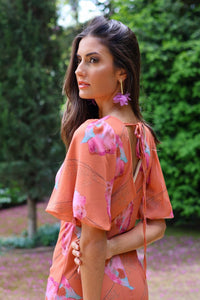 Vestido estampado naranja| Támesis - Moitte invitada