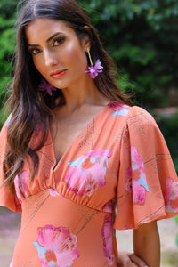 Vestido estampado naranja| Támesis - Moitte invitada